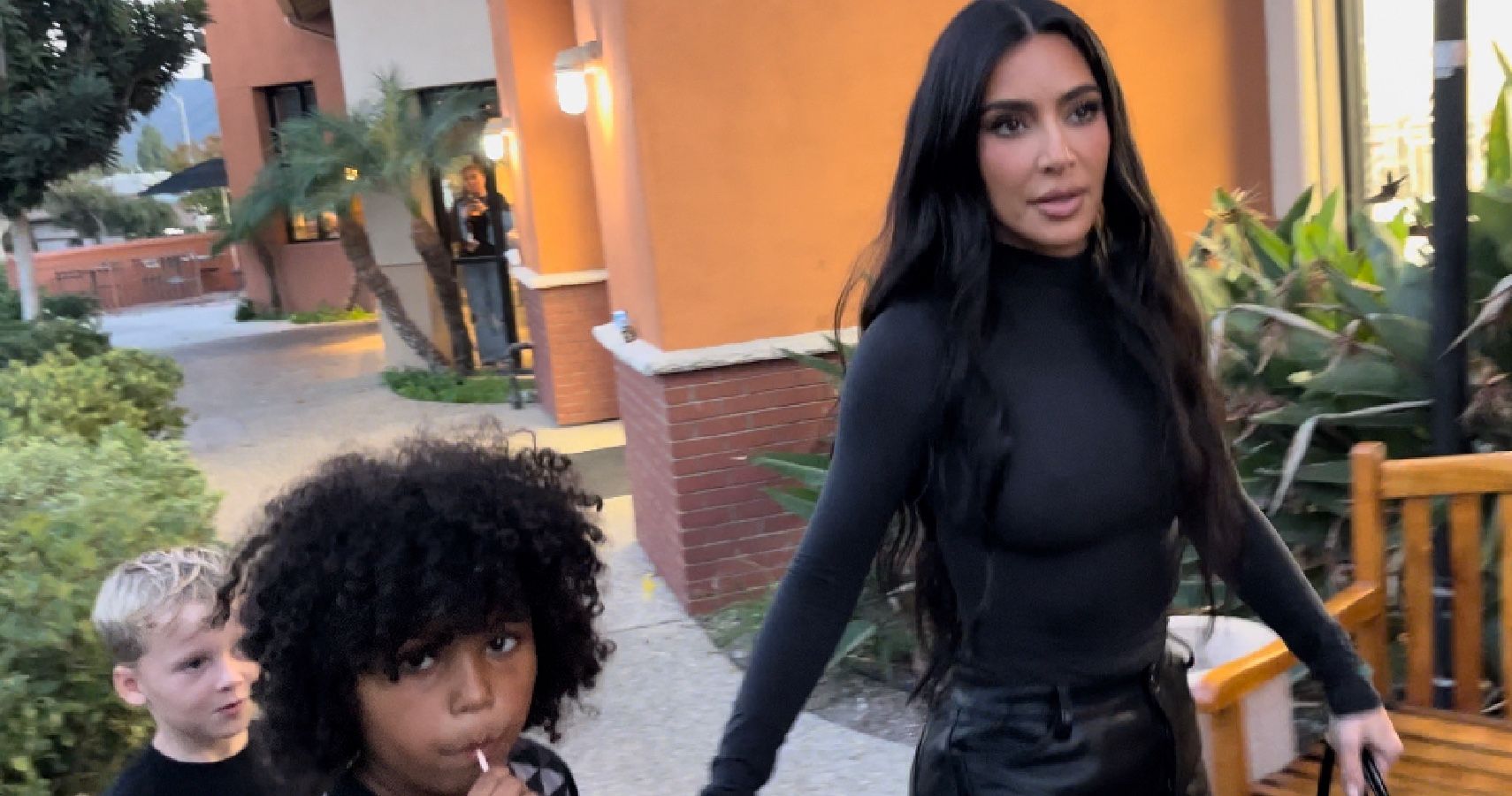 Kim Kardashian and her son Saint 