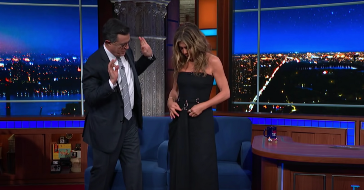 Stephen Colbert and Jennifer Aniston