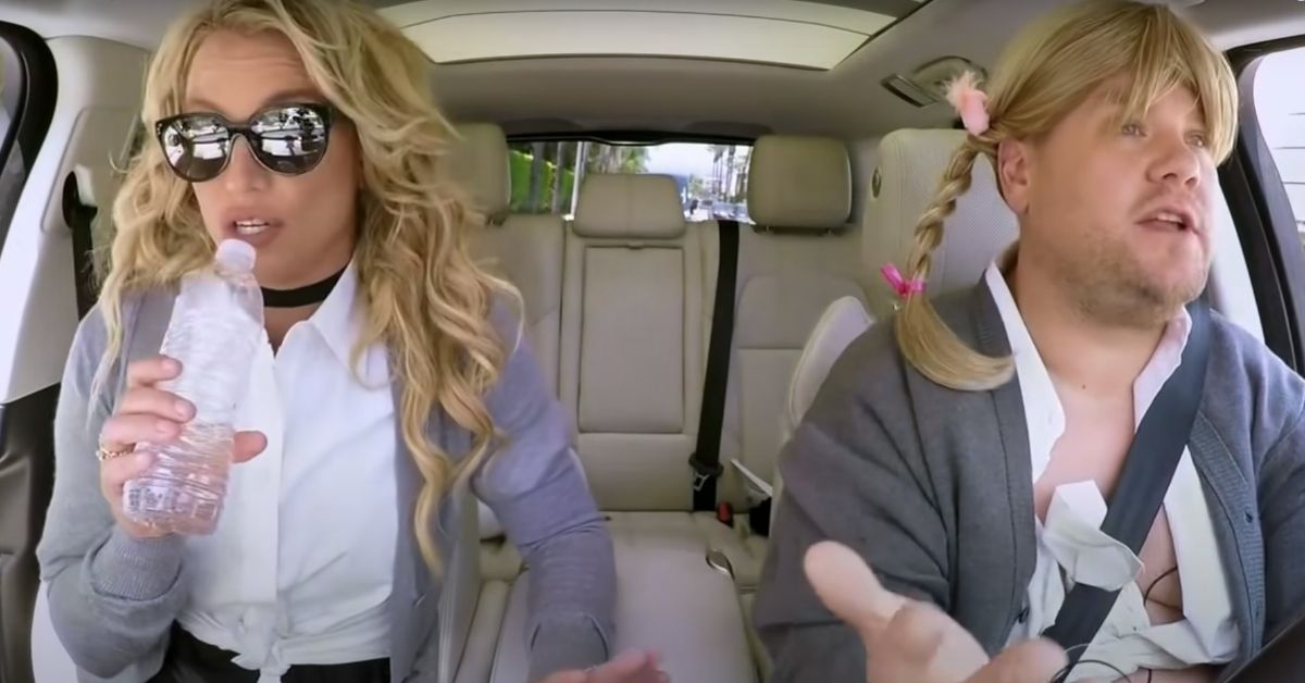 Britney Spears and James Corden filming Carpool Karaoke