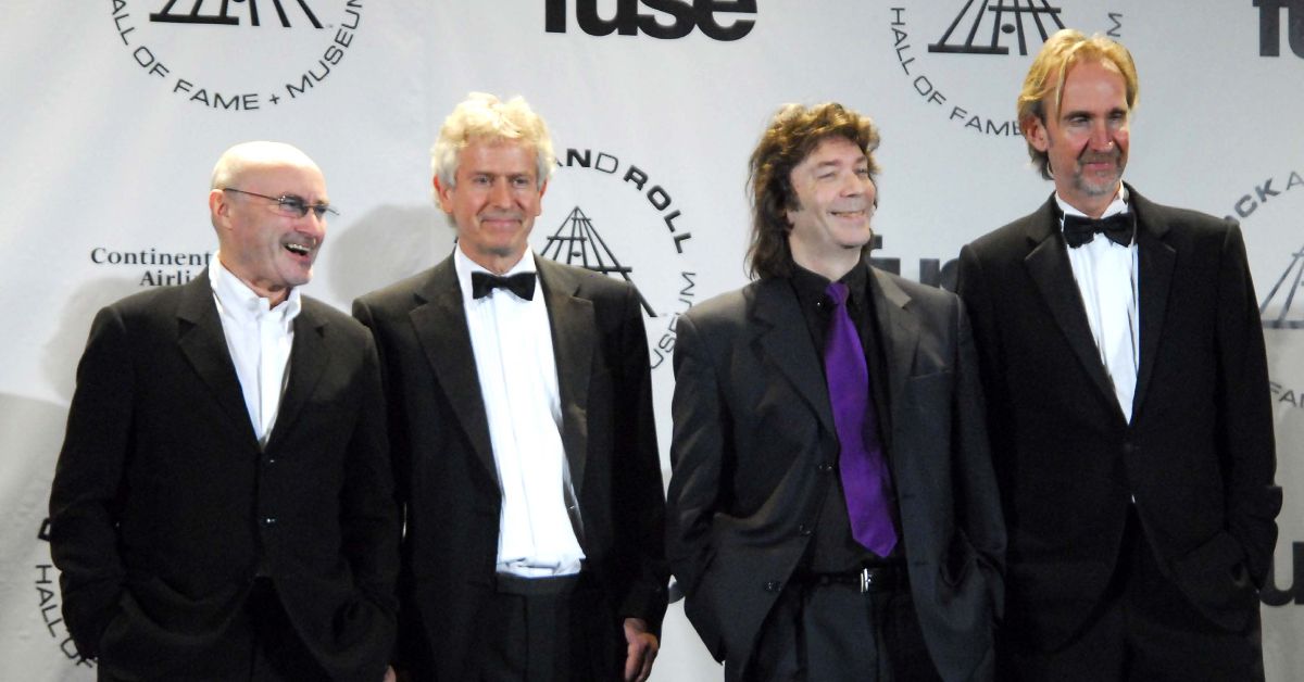 Genesis bandmates Phil Collins, Mike Rutherford, Tony Banks, and Steve Hackett