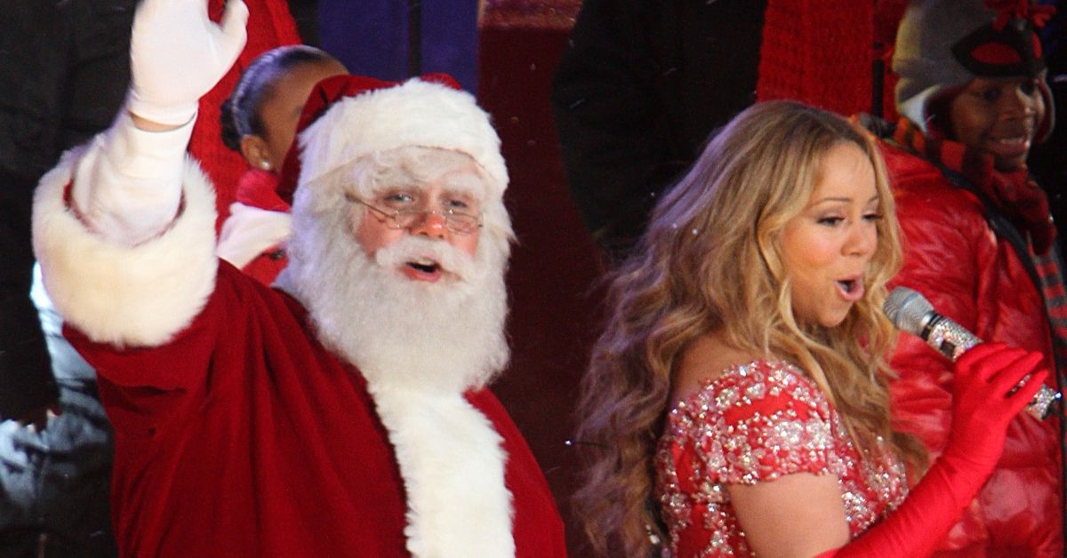 Mariah Carey performing with Santa