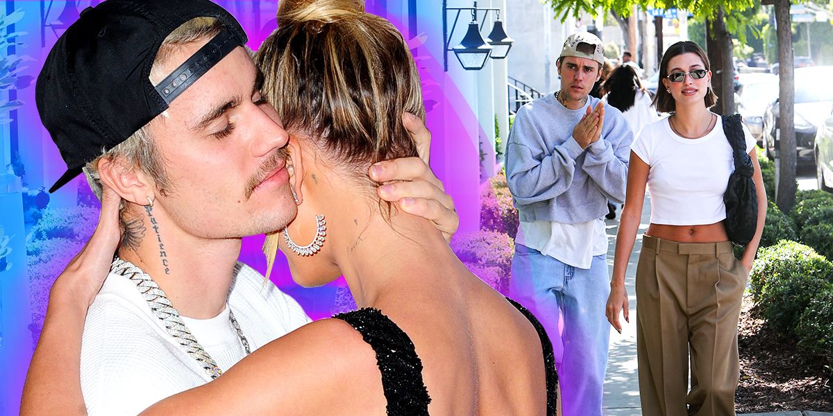 Justin And Hailey Bieber hugging and kissing as married couple