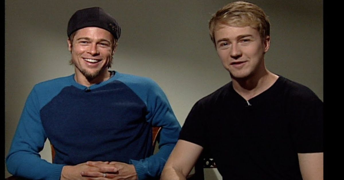 Brad Pitt and Edward Norton being interviewed