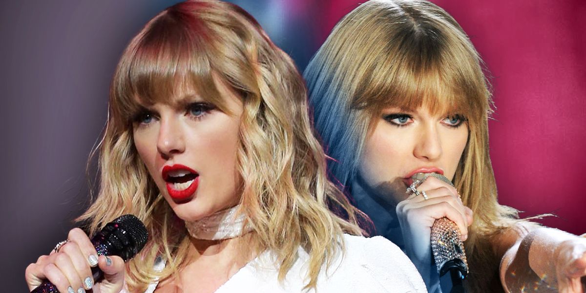 Taylor Swift on stage in in 2019 versus 2013