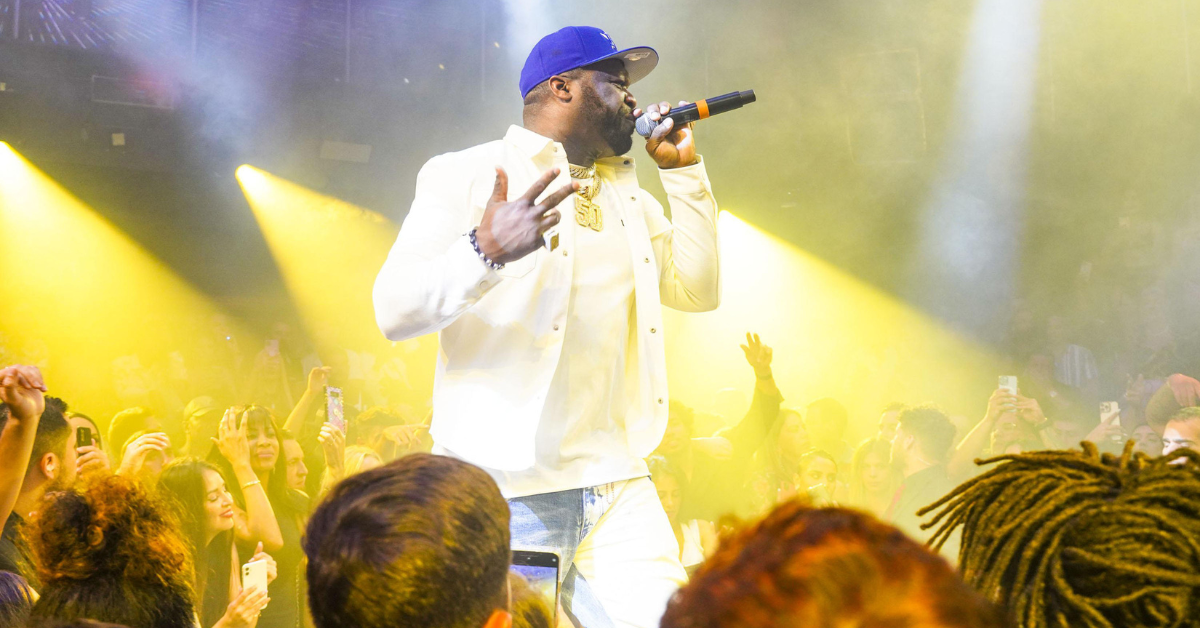 50 Cent performing at E11even in Miami