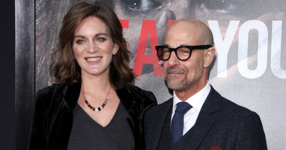 Felicity Blunt and Stanley Tucci at a movie premiere