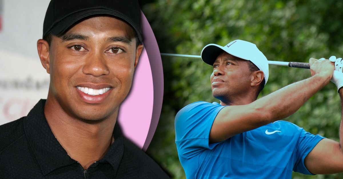 Tiger Woods swinging golf club 