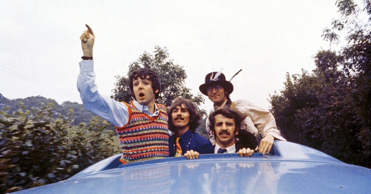The Beatles driving in car 