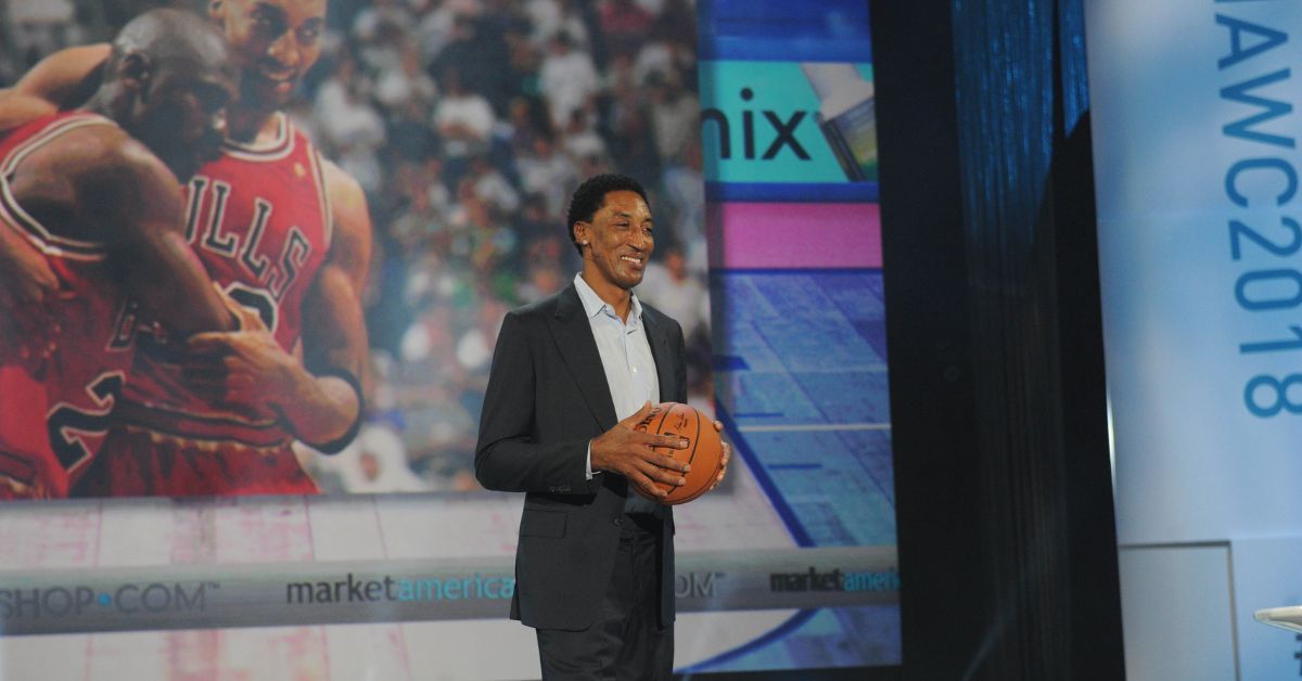 Scottie Pippen speaking at a basketball conference