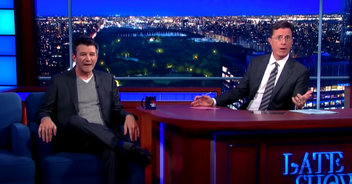 Stephen Colbert and Travis Kalanick