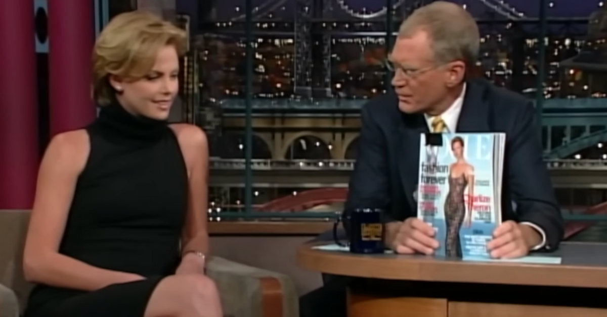 David Letterman and Charlize Theron