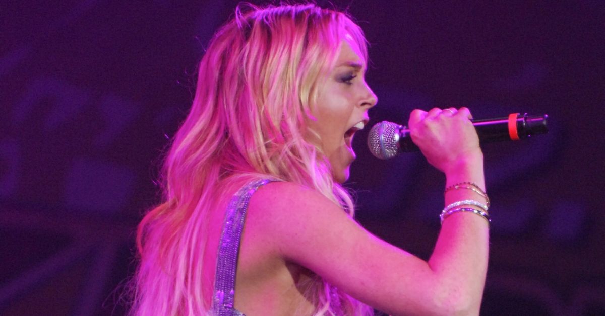 Lindsay Lohan holding a microphone
