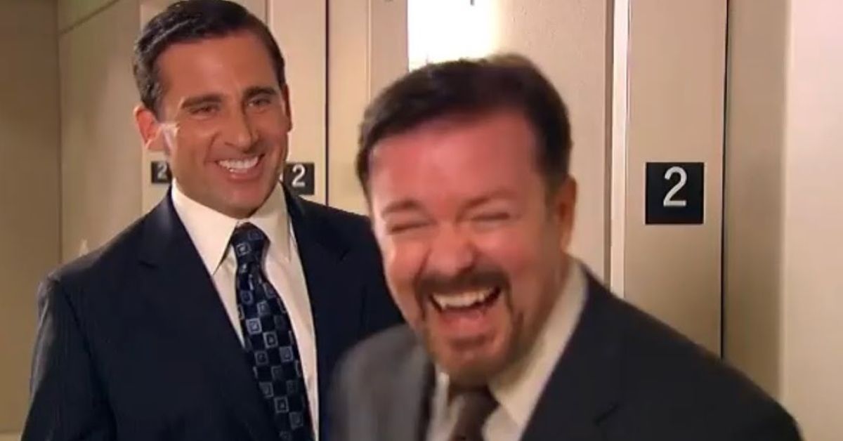 Ricky Gervais and Steve Carell from an The Office blooper
