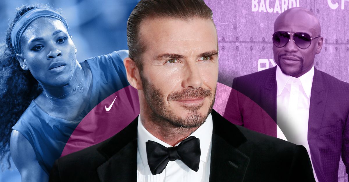 David Beckham handsome in tuxedo with tennis star Serena Williams and boxer Floyd Mayweather