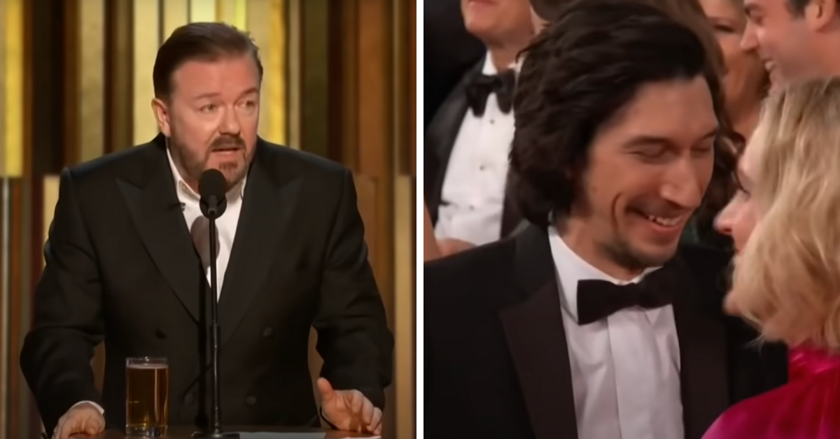 Adam Driver Couldn't Keep A Straight Face After Ricky Gervais' Epstein Joke