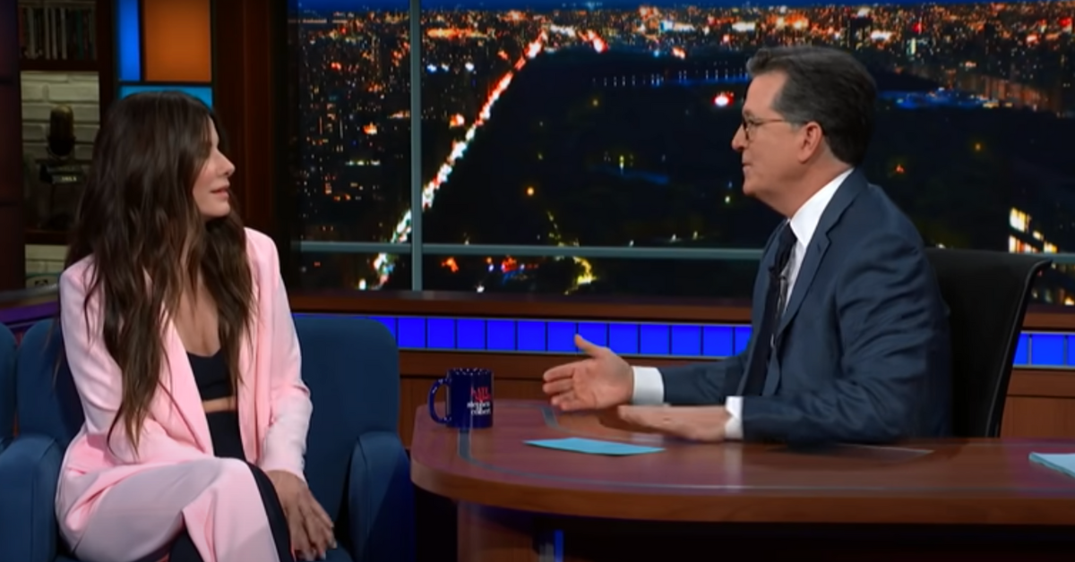 Sandra Bullock and Stephen Colbert 