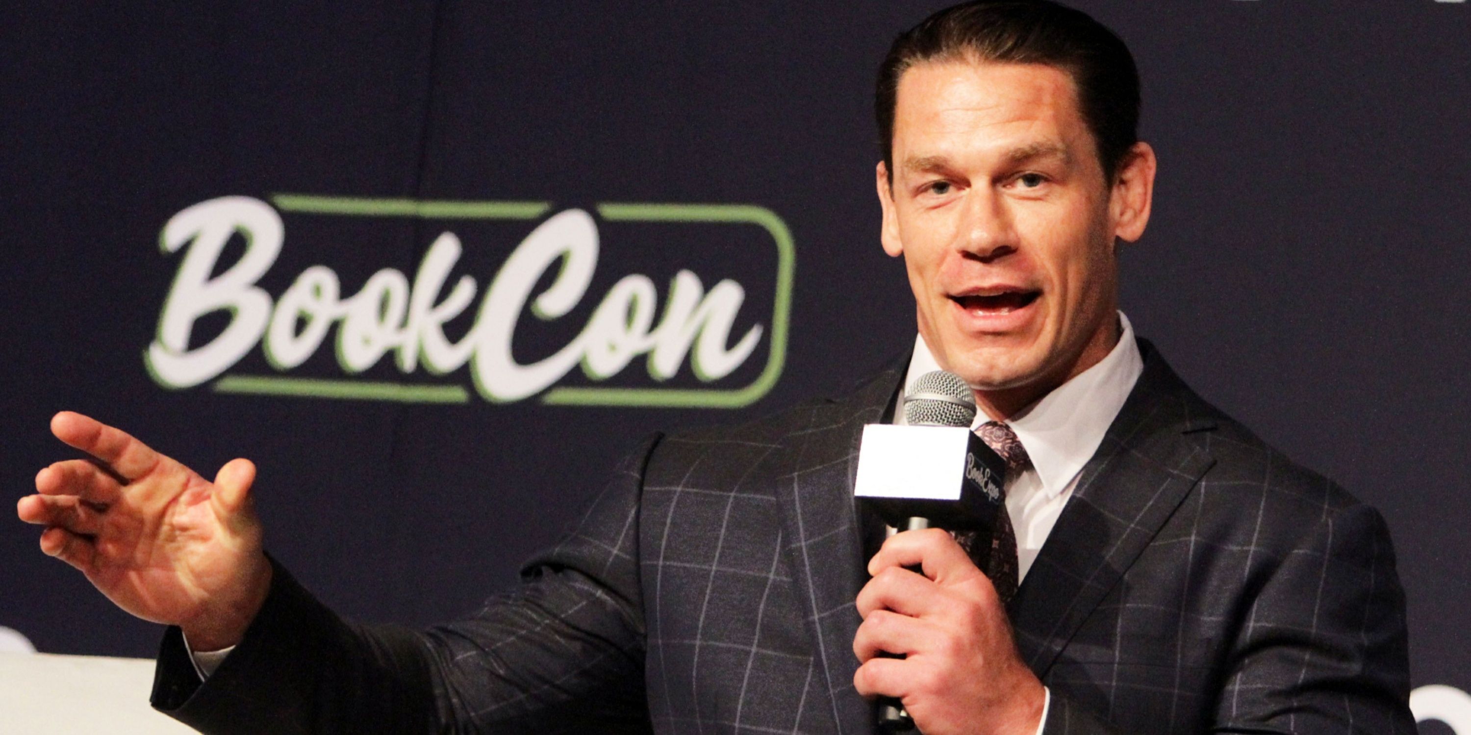 John Cena answers questions at an event 