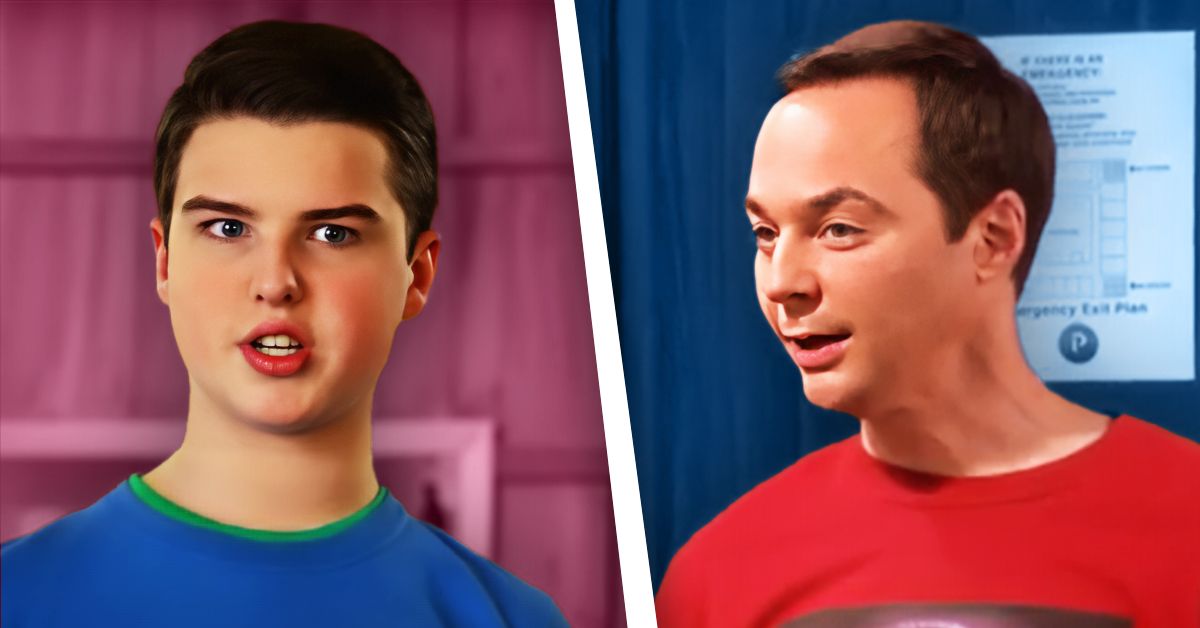 Iain Armitage and Jim Parsons as Sheldon Cooper