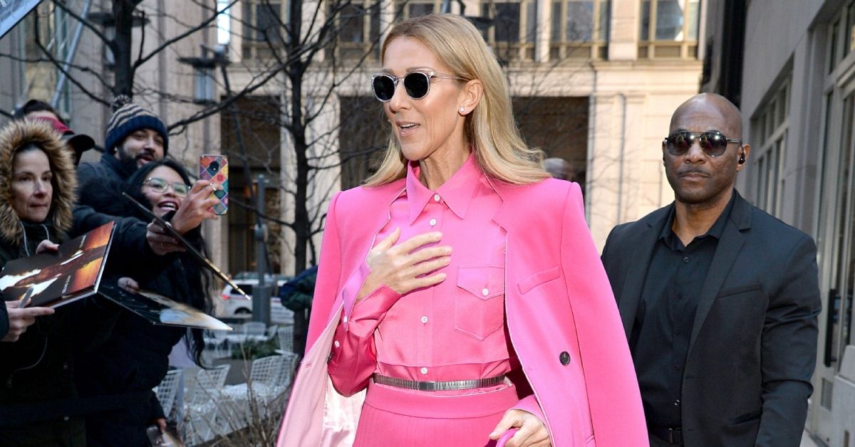 Celine Dion wears pink outfit while walking