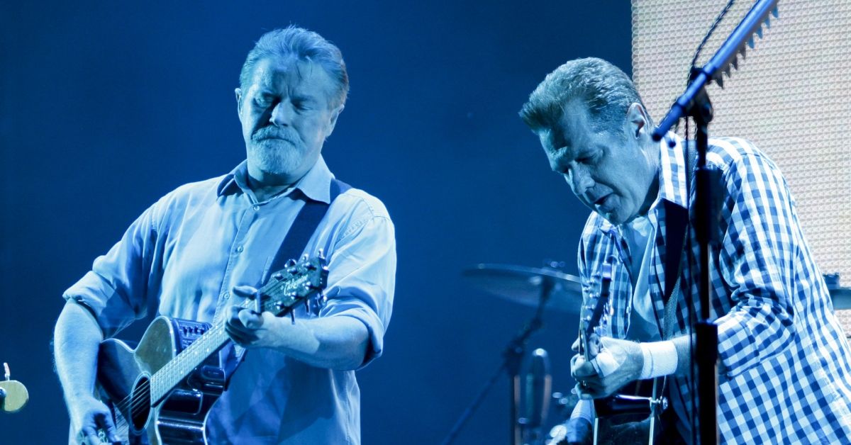 Eagles members Don Henley and Glenn Frey performing together
