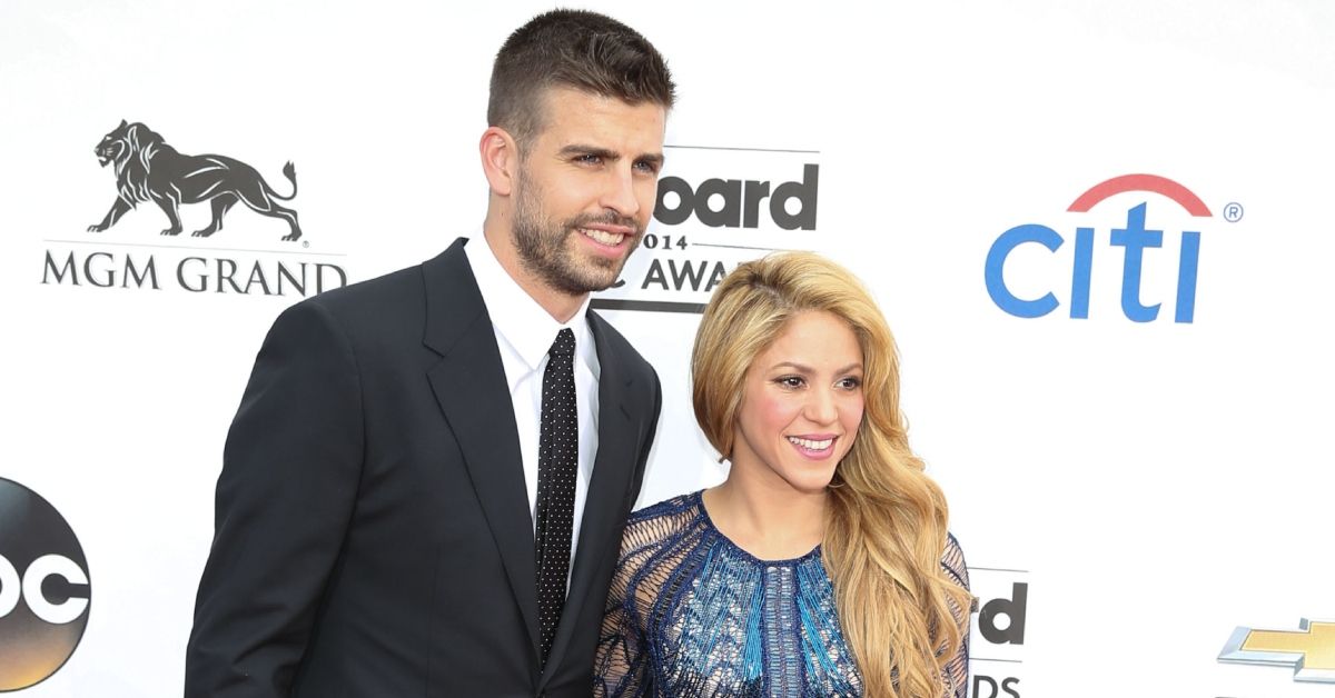 Gerard Pique and Shakira pose at event