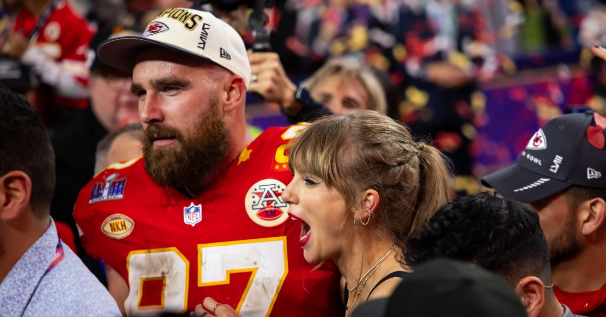 Travis Kelce and Taylor Swift at the Super Bowl