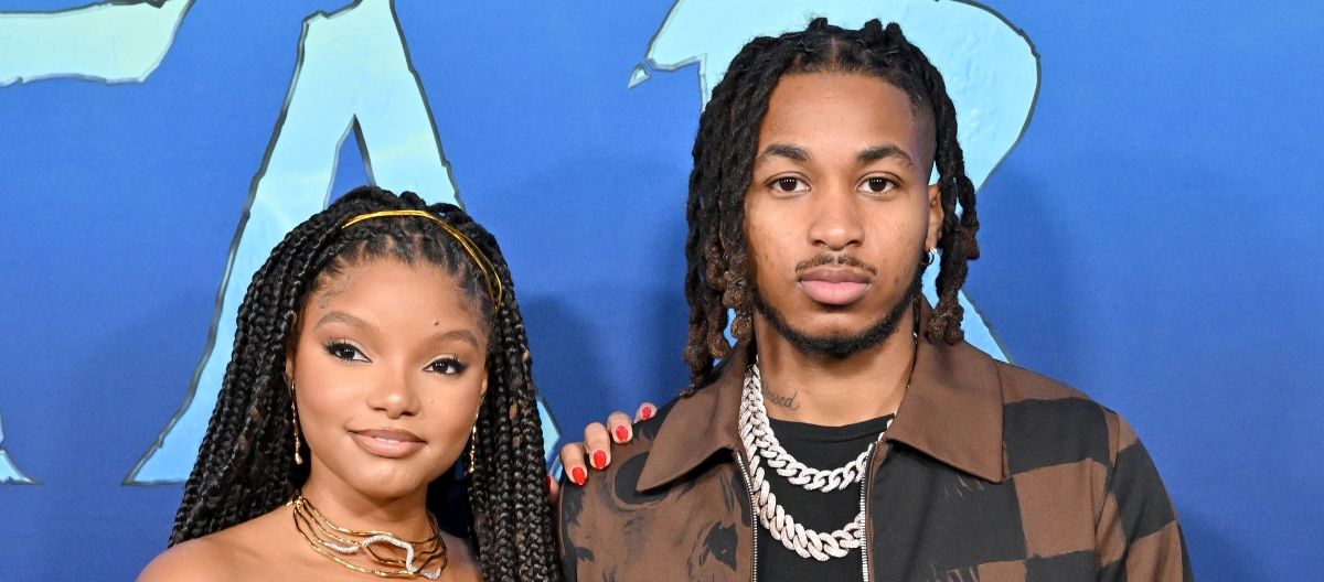 Halle Bailey and DDG pose on red carpet