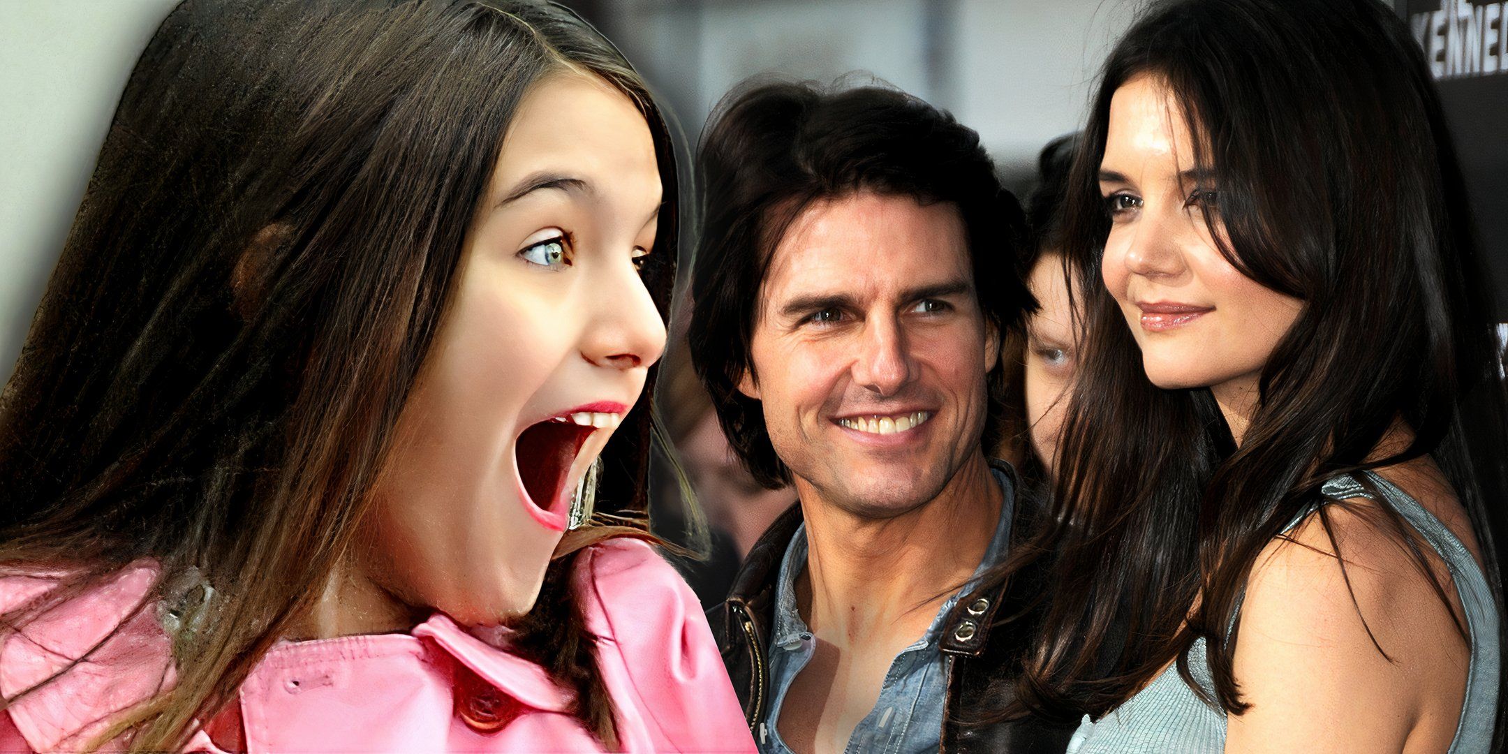 Suri Cruise with parents Tom Cruise and Katie Holmes 