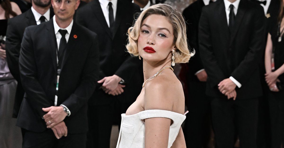 Gigi Hadid poses at the Met Gala 