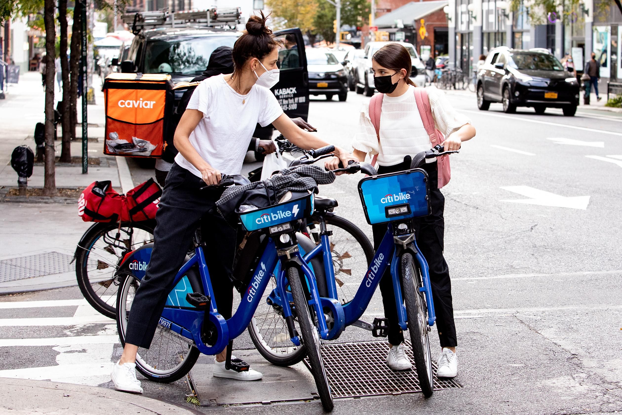 Katie Holmes and Suri Cruise go for a Bike Ride