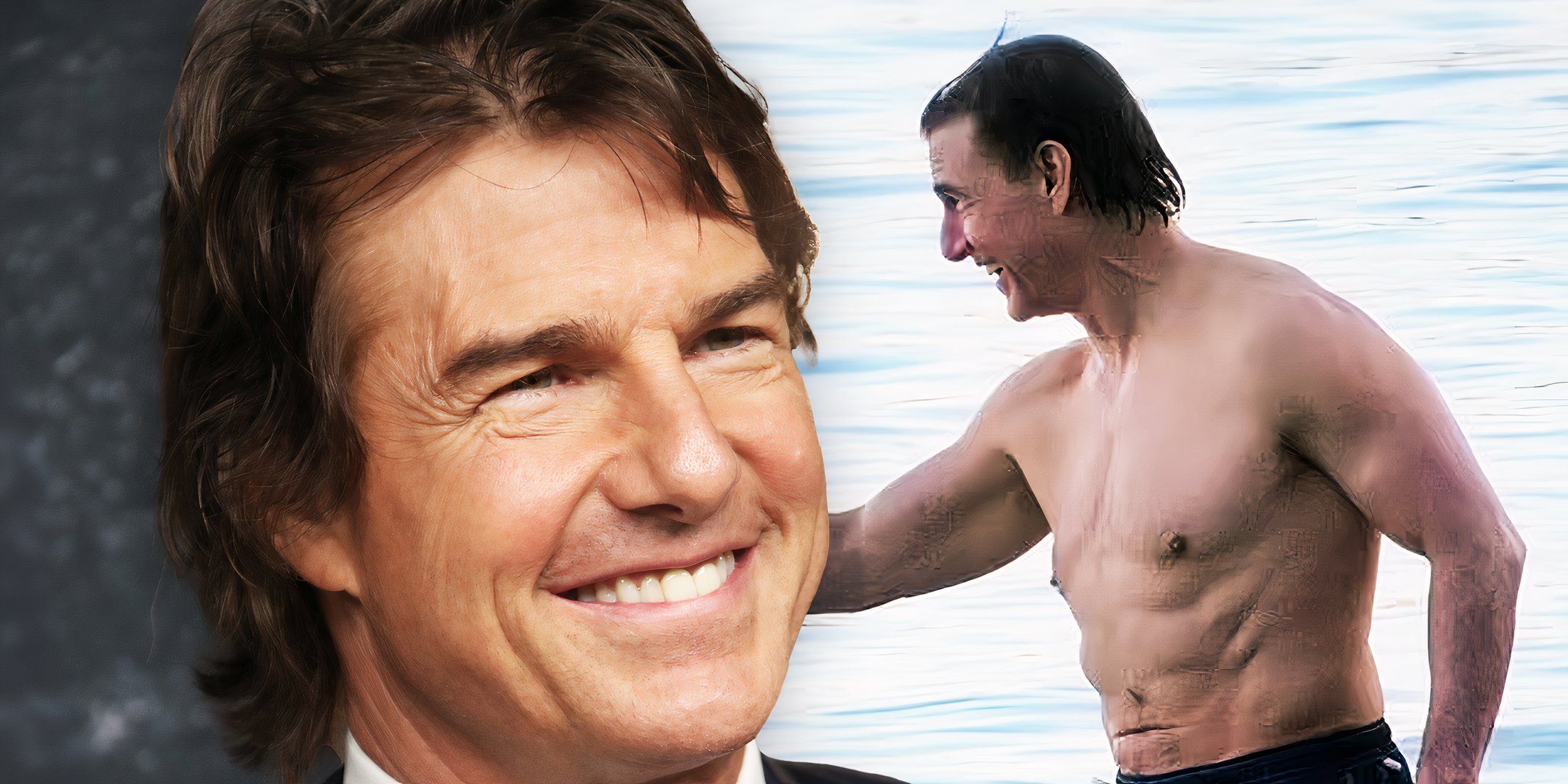 Tom Cruise shirtless at the beach