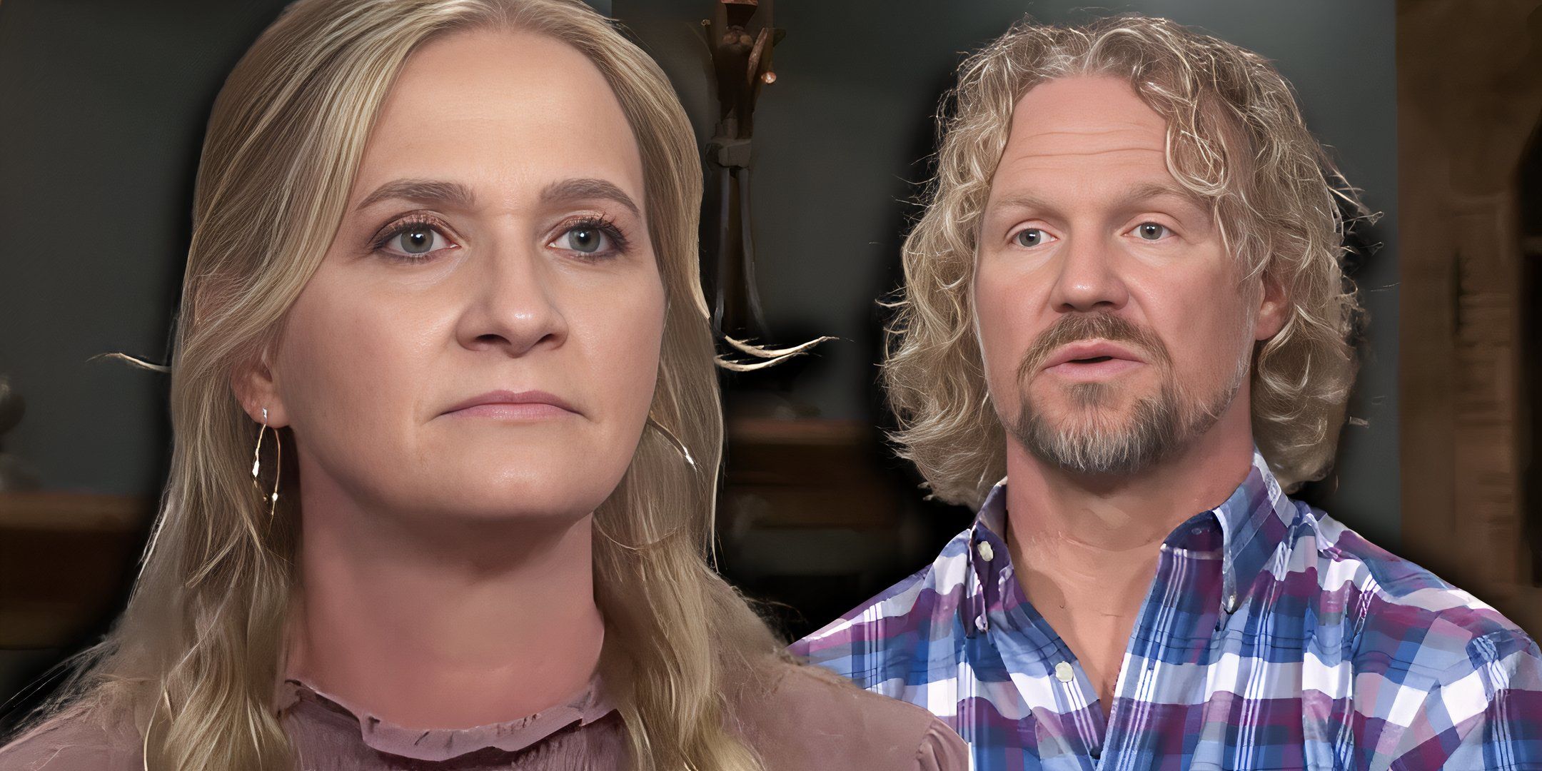 Christine and Kody Brown from 'Sister Wives,' depicting moments from their journey on the reality TV series before their divorce.