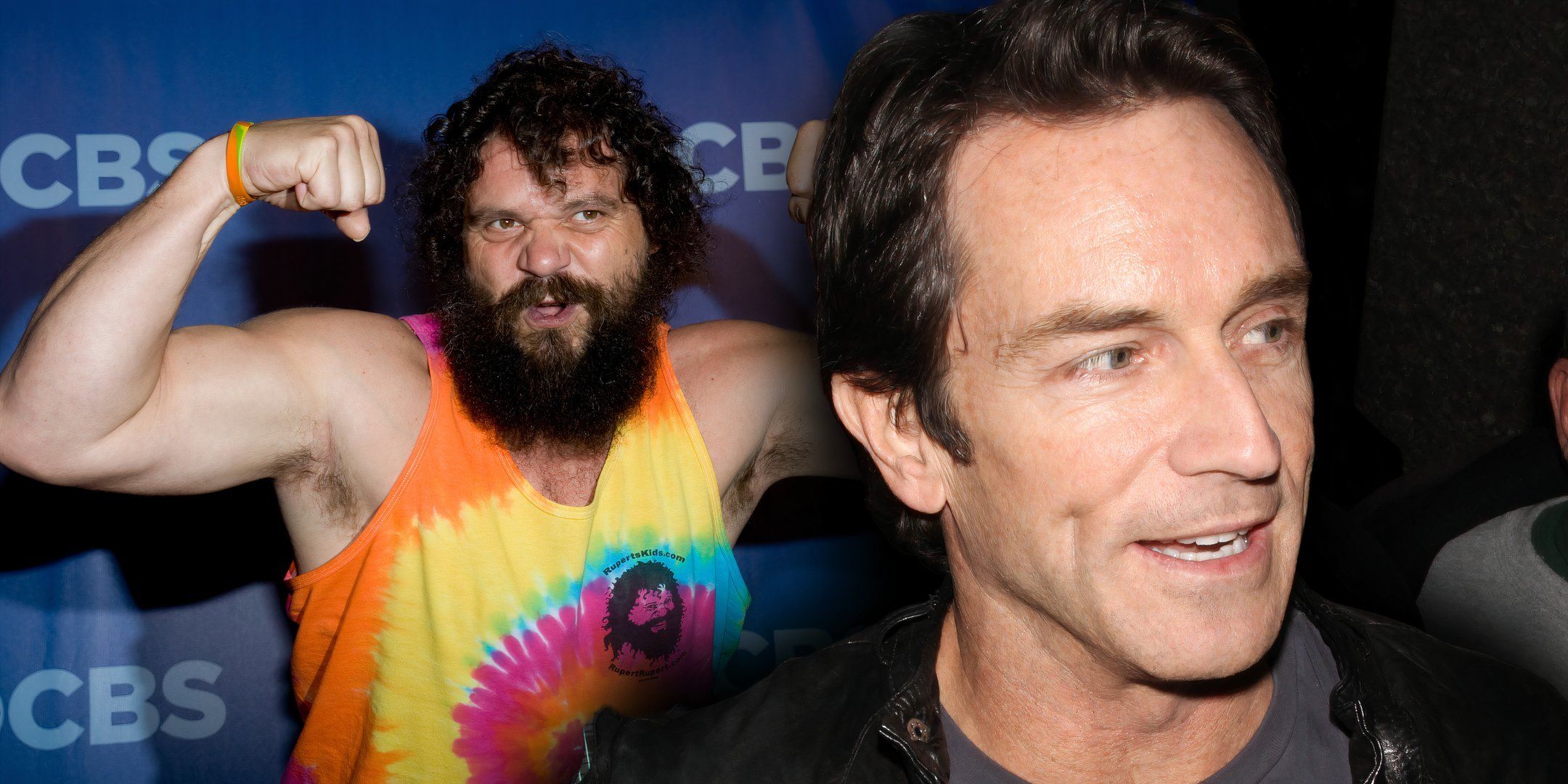 Izquierda: Rupert Boneham, el jugador más famoso de Survivor.  Derecha: Jeff Probst, presentador de Survivor