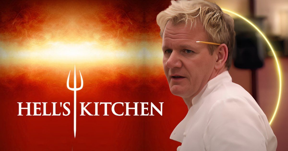 Gordon Ramsay frente al logo 