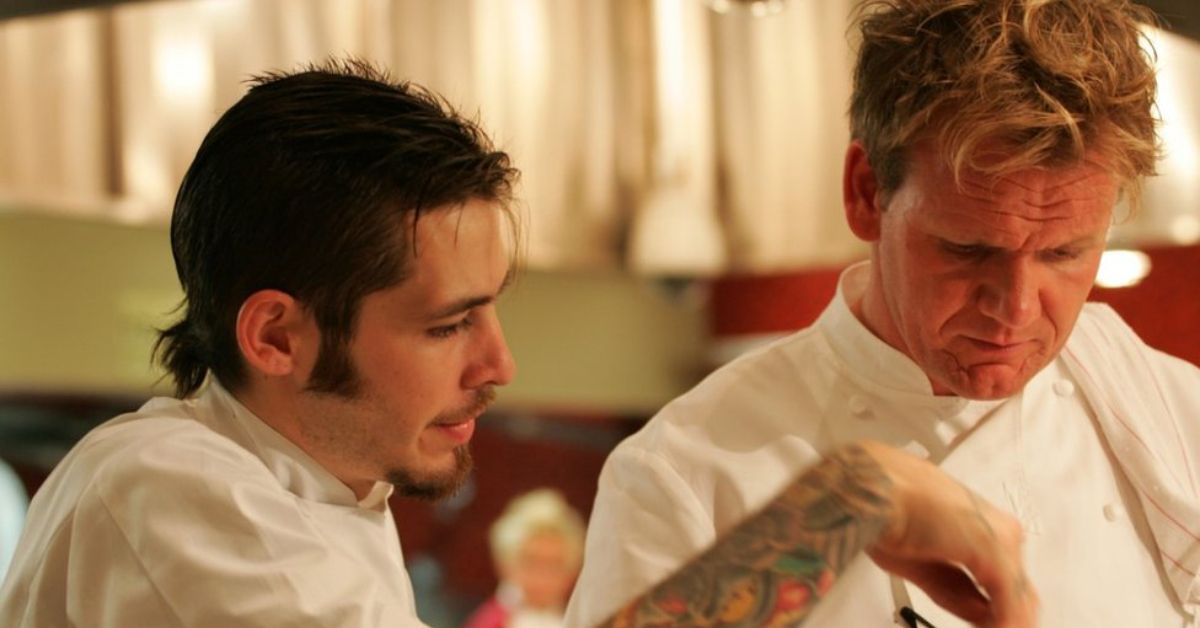 Hell's Kitchen's Michael Wray and Gordon Ramsay in the kitchen together