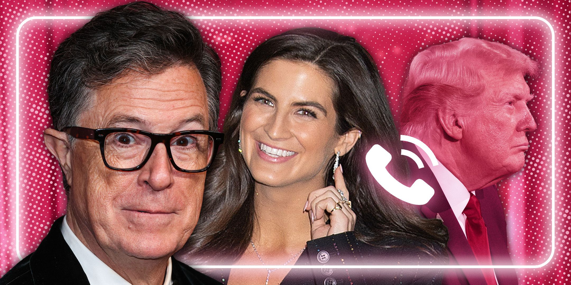 Stephen Colbert, Caitlán Collins y Donald Trump