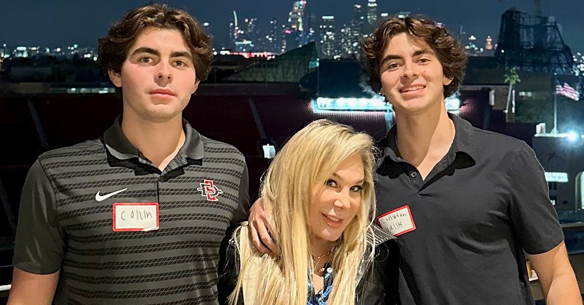 Adrienne Maloof and her twin sons Christian and Colin
