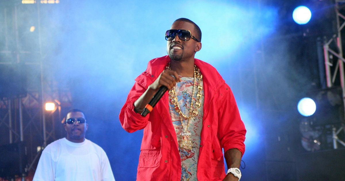 Kanye West performing onstage