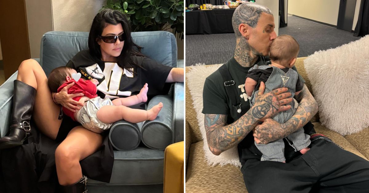 Kourtney Kardashian, Travis Barker, and their son Rocky Thirteen Barker