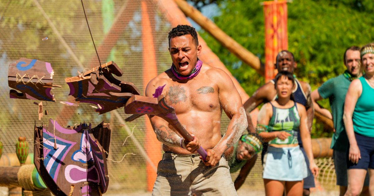 Survivor 48's Joe Hunter shattering a mask
