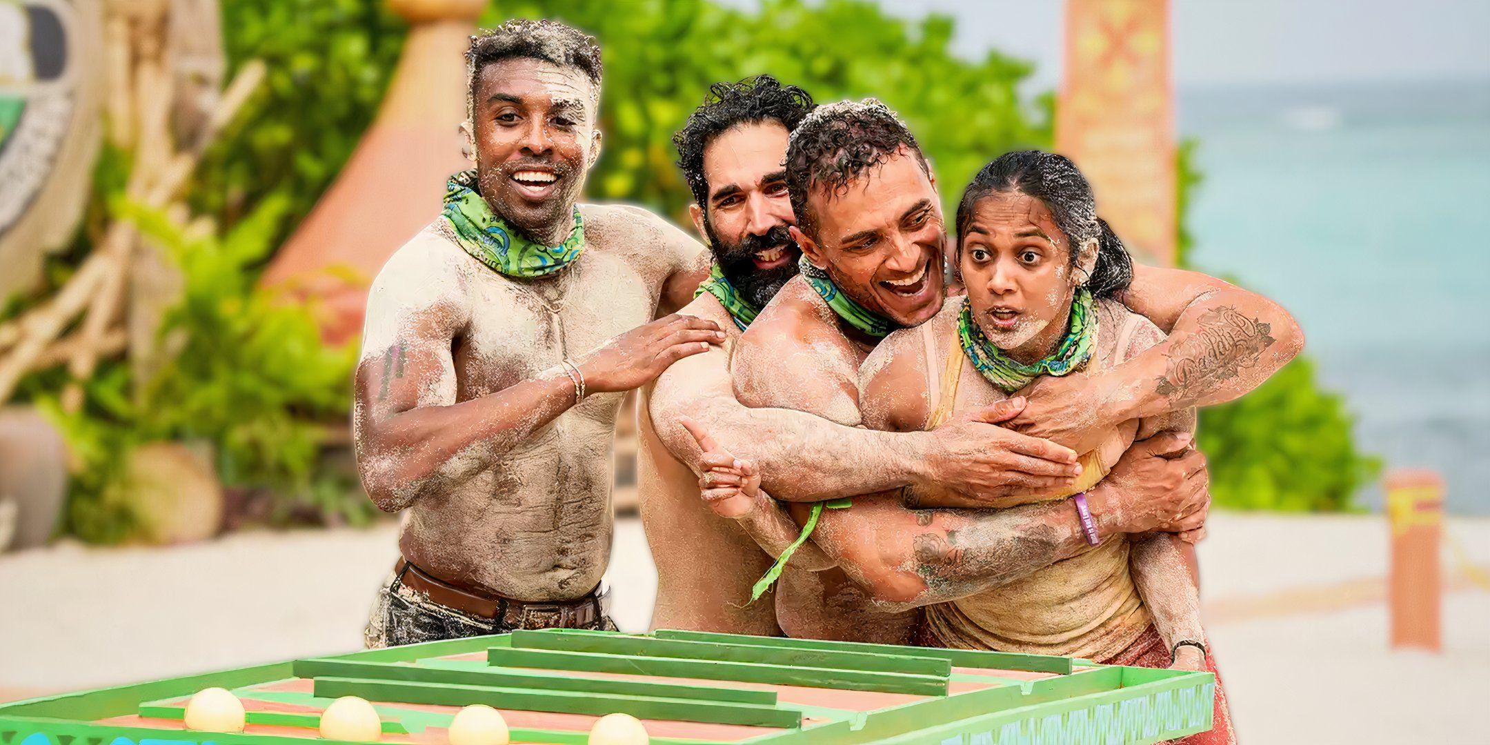 Kyle Fraser, Shauhin Davari, Joe Hunter and Kamilla Karthigesu on 'Survivor 48'