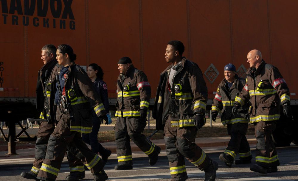 Chicago Fire's Taylor Kinney as Kelly Severide, Miranda Rae Mayo as Stella Kidd, Hanako Greensmith as Violet Mikami, Joe Miñoso as Joe Cruz, Daniel Kyri as Darren Ritter, Anthony Ferraris as Tony Ferraris, Randy Flagler as Harold Capp