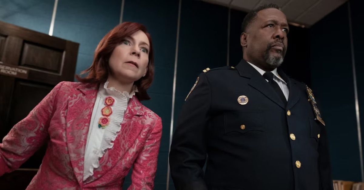 Elsbeth's Carrie Preston and Wendell Pierce looking worried