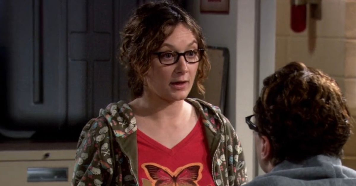 Sara Gilbert from The Big Bang Theory looking shocked