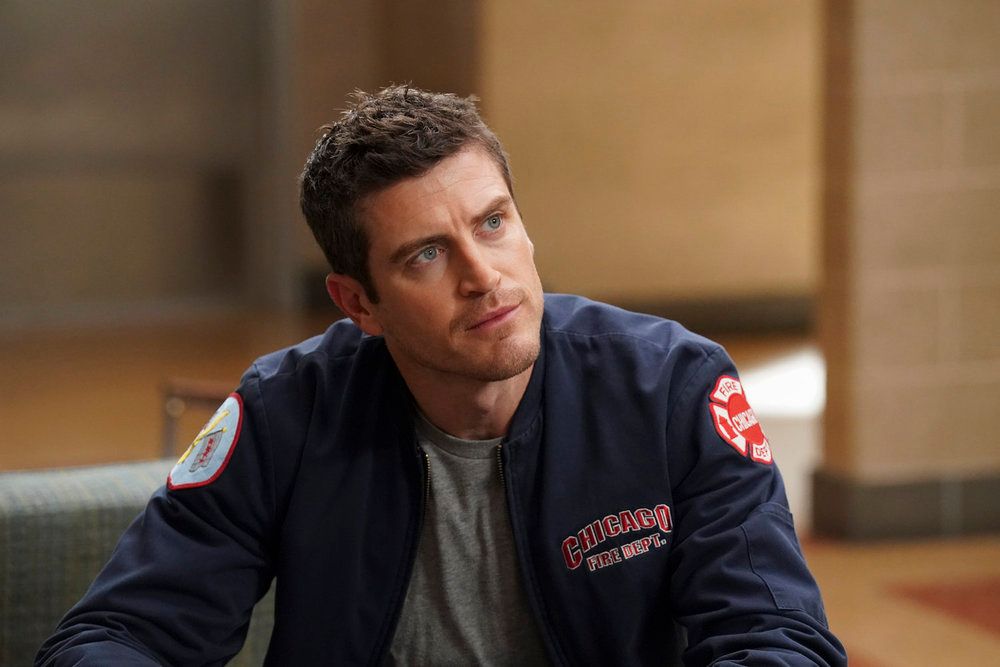 Chicago Fire's Jake Lockett as Sam Carver looking mad
