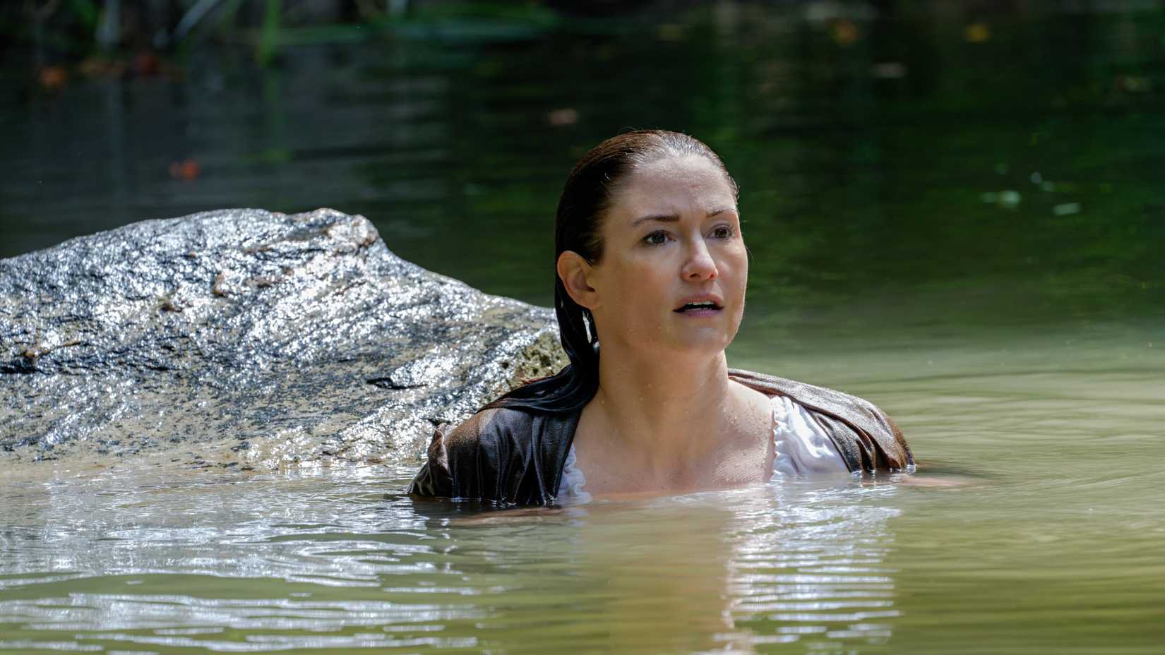 Kat Landry (Chyler Leigh) from The Way Home in the pond